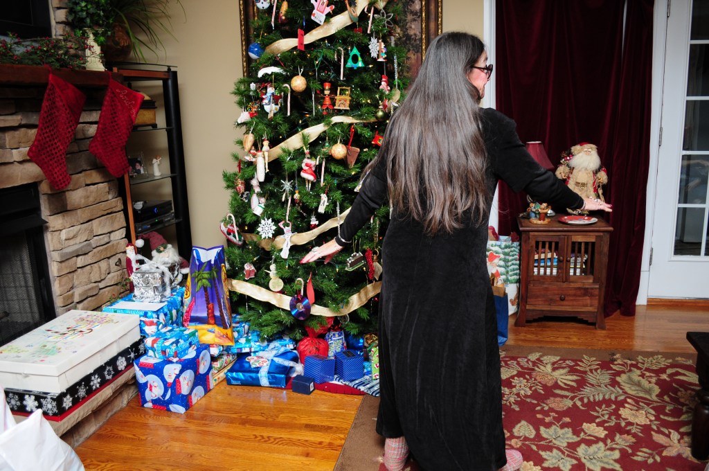 Dancing in front of the tree